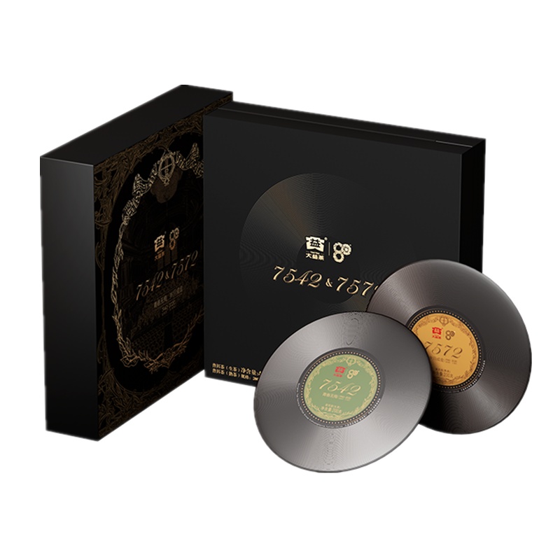 [茶礼]大益80周年纪念宝盒7572熟茶7542生茶云南大益普洱茶400g