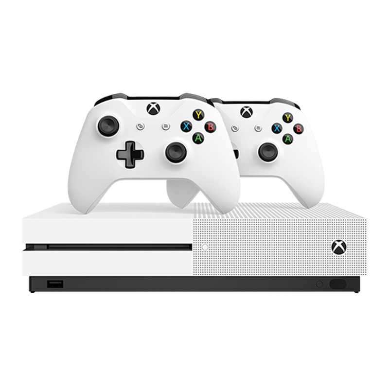 微软(Microsoft)Xbox One S 1TB 家庭娱乐双手柄套装 冰河白 4k超清 1TB存储