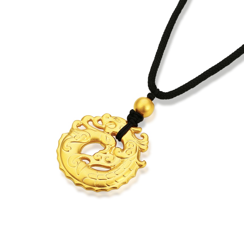 金一 足金古法金黄金吊坠传承首饰男女通用款龙凤吊坠 (计价)ABB46026