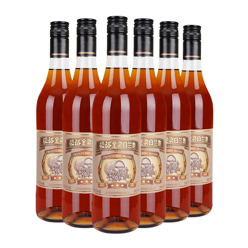 张裕官方旗舰店 张裕三星白兰地700ml*6 洋酒