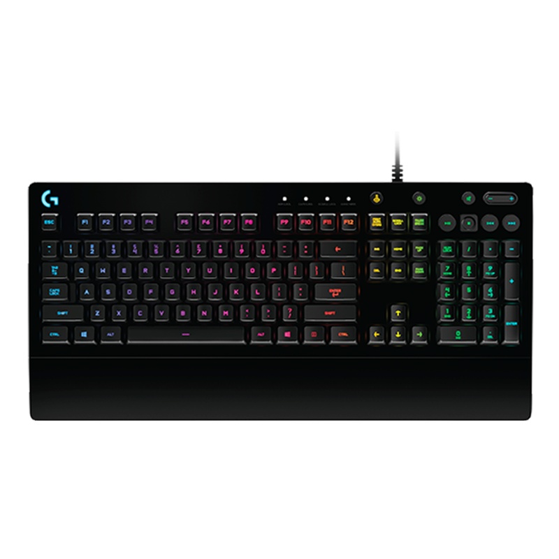 罗技(Logitech)G213 RGB炫光游戏键盘有线背光竞技机械手感带一体式掌托掌托赛博朋克LOL吃鸡键盘舒适耐用