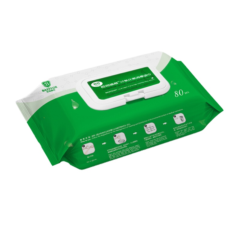 巴司德尼 过氧化氢消毒杀菌湿巾 80抽/袋白色
