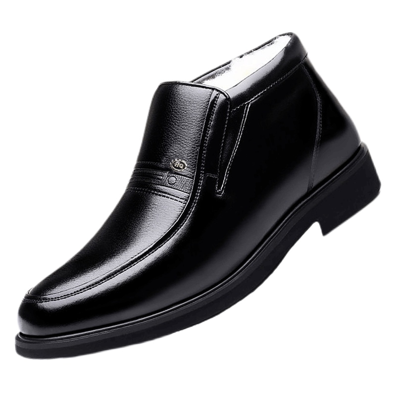 环球真皮羊毛棉皮鞋男士加厚冬季防寒保暖中老年棉鞋耐磨防滑加绒