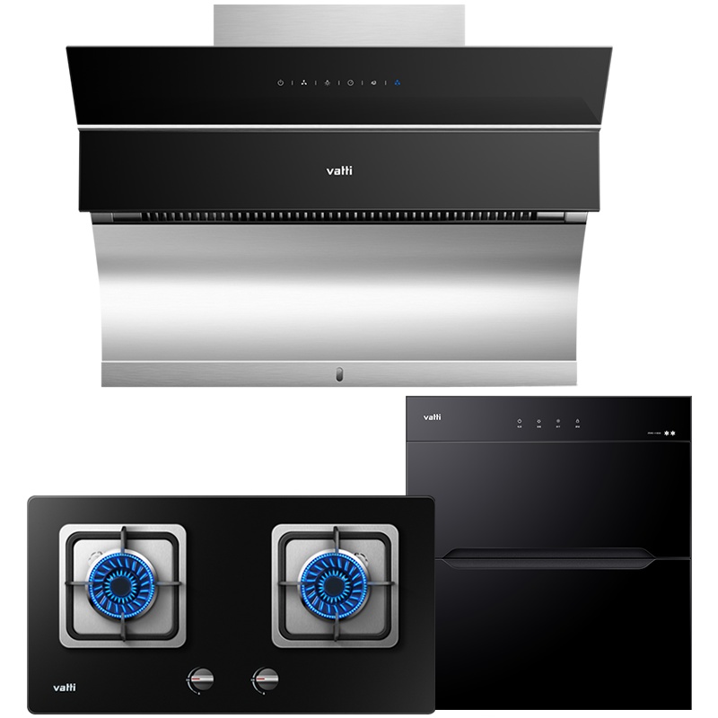 华帝(vatti)i11083+34B+i13030侧吸式抽油烟机燃气灶具消毒柜三件套 20立方高频自动洗 天然气