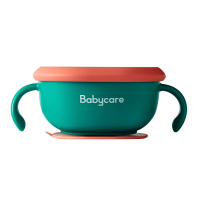 babycare宝宝吸管碗喝汤婴儿专用辅食碗吸盘碗三合一儿童吃饭餐具 雀湖绿 BC2008051