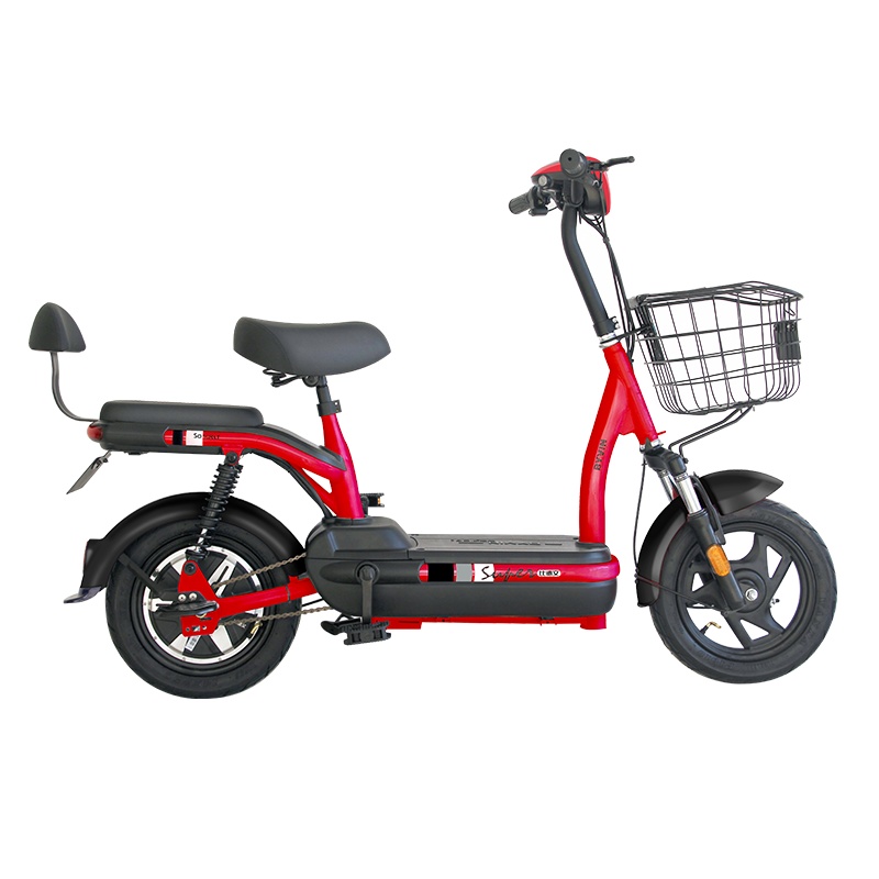 比德文新国标电动自行车新款48v12ah电瓶车时尚男女代步代步车助力车 乐感TDT7009Z 透明红