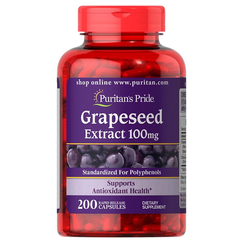 [美颜淡斑]Puritan's Pride 普丽普莱 葡萄籽精华复合软胶囊 100毫克 200粒/瓶 美国进口 280克