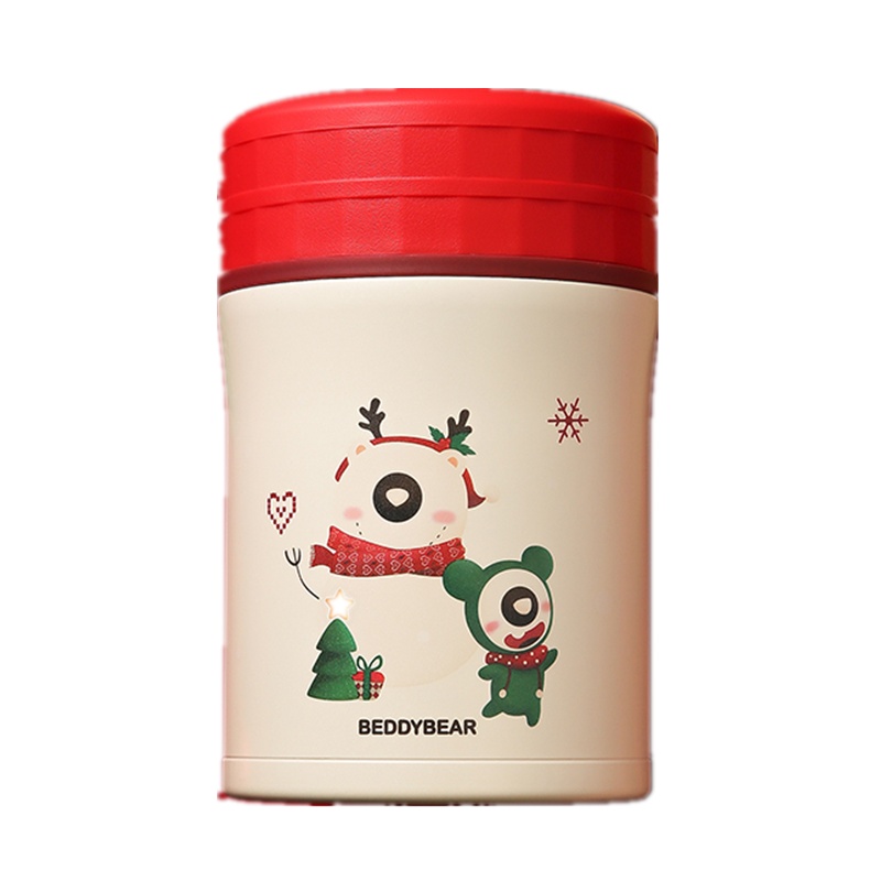 (圣诞限量款雪人款)免费刻字韩国杯具熊BEDDYBEAR杯具熊焖烧保温杯真空不锈钢儿童成人保温杯学生焖烧壶520ML