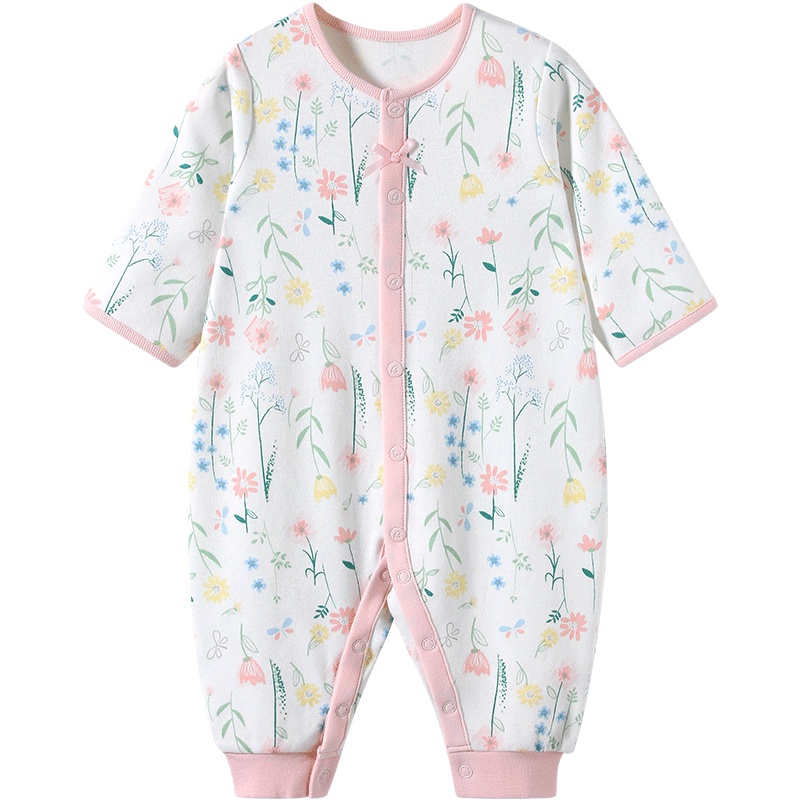 哈贝比（happyB） 新生儿衣服 婴儿连体衣春秋 女宝宝保暖柔软爬服外出服