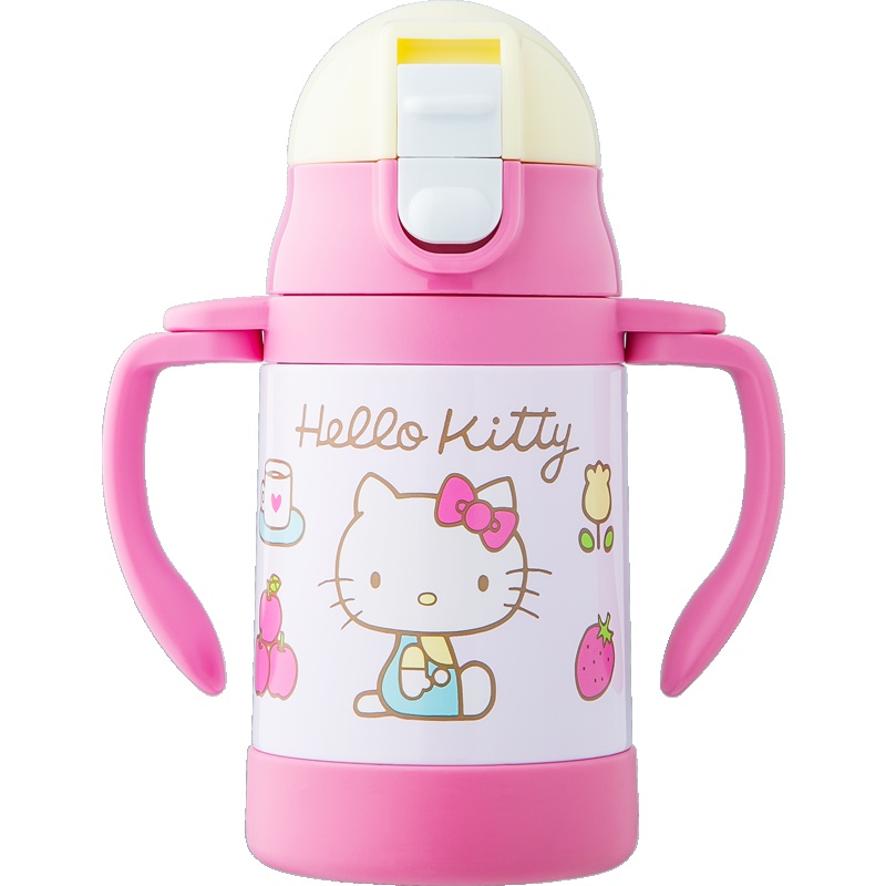 skater斯凯达HelloKitty吸管保温杯日本进口宝宝带手柄不锈钢儿童学饮杯