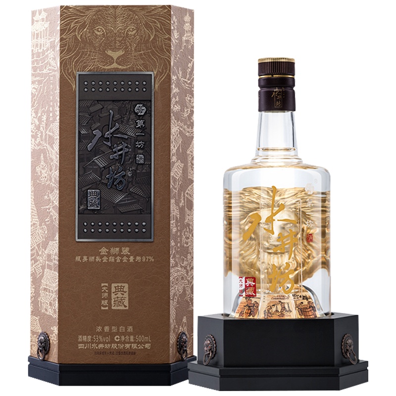 【官方旗舰店】水井坊 典藏大师版 金狮装 浓香型白酒 川酒礼盒装 53° 500mL
