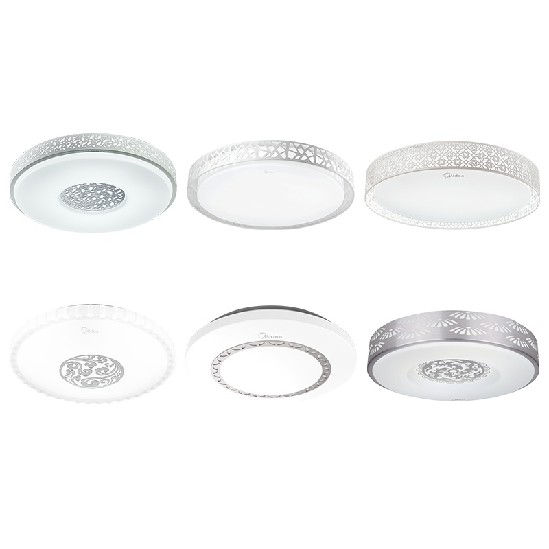 美的LED卧室灯 简约现代吸顶灯温馨浪漫圆形三色调光房间客厅灯具