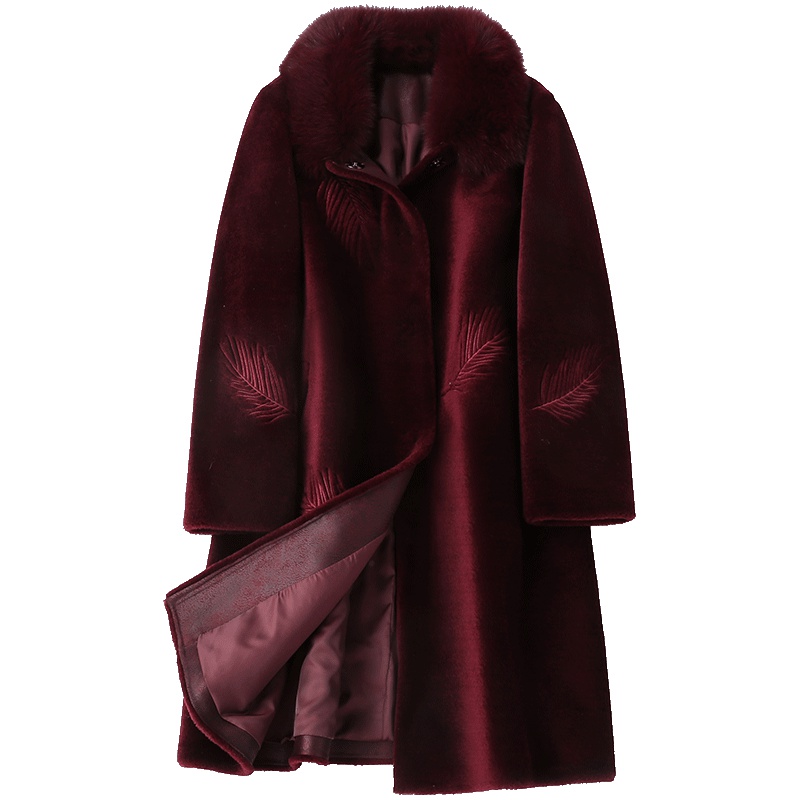 憨厚皇后2019春季海宁皮草新款羊剪毛大衣女装长款韩版羊毛外套