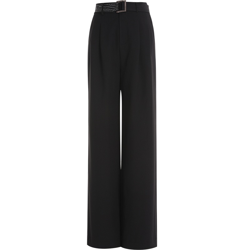 欧昵雪简约高腰垂感宽松直筒阔腿裤女休闲显瘦长裤