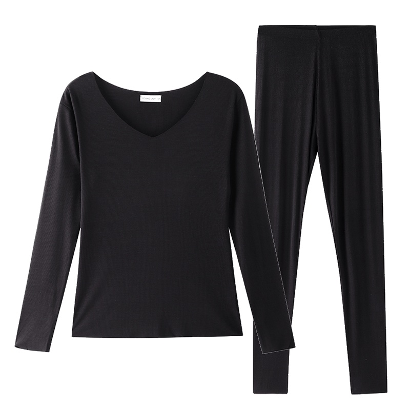 都市丽人【无痕V领 素净条纹】魅力简约不单调无痕保暖女士保暖套装TW8110