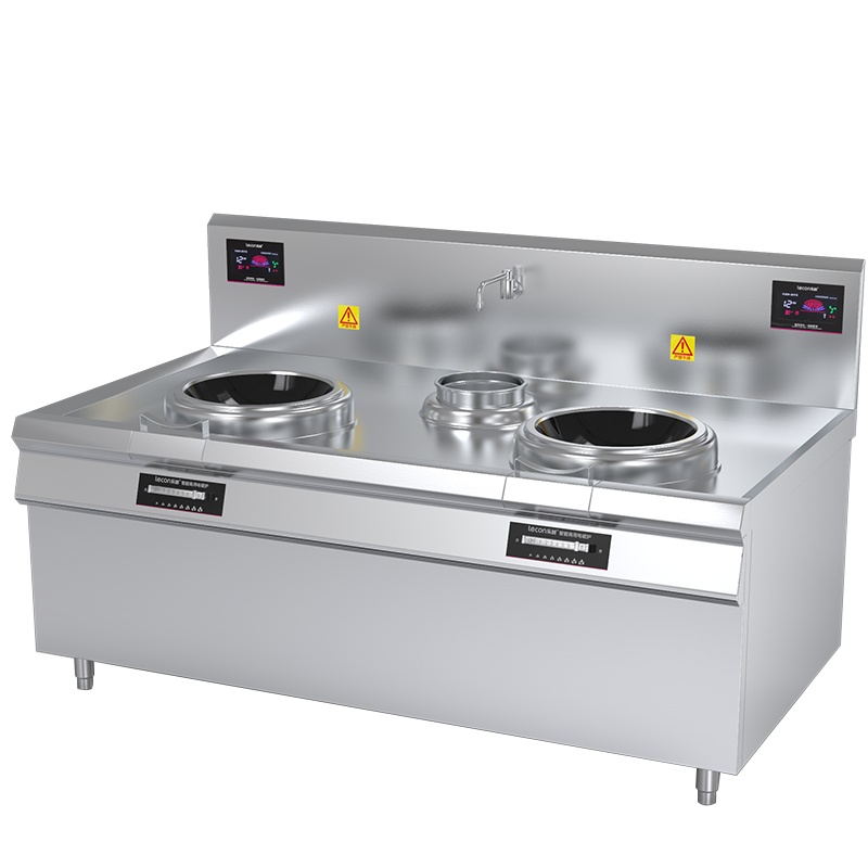 乐创(Lecon)商用电磁炉小炒锅灶双头单尾电磁10kw*2 380V8档控制 酒店饭堂企业工程 LC-J-A10X1