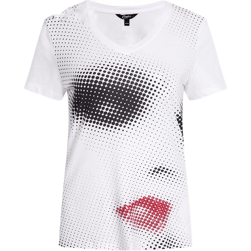 拉夏贝尔Candie's夏季新款韩版印花V领宽松显瘦短袖T恤女30072665