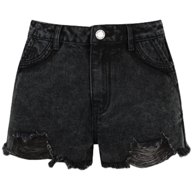 【专柜同款】拉夏贝尔夏低腰牛仔短裤女夏新款韩版学生休闲百搭裤子修身毛边热裤200118 牛仔蓝 S