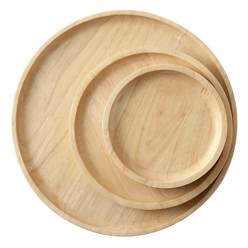 达乐丰木质28*28*1.8CM橡胶木创意日式托盘圆形家用厨房其他小工具木盘子木盘子木蝶蛋糕果盘餐盘