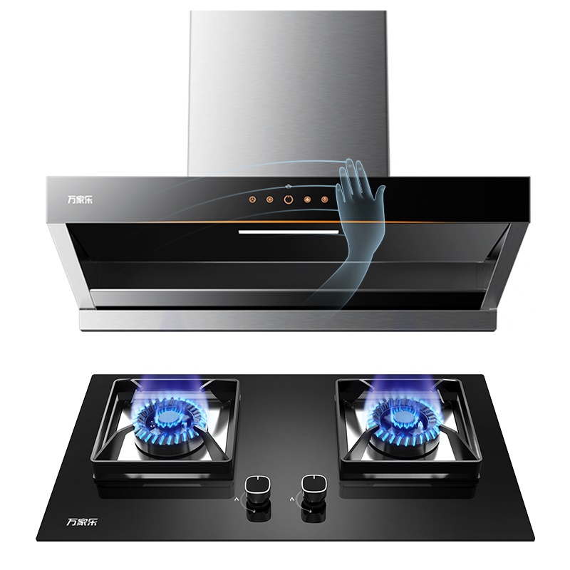 万家乐 烟灶厨电套餐装 20立方大风力 欧式近吸 创新内开合 单抽吸油烟机 嵌入式燃气灶具天然气AL481+KJ051B