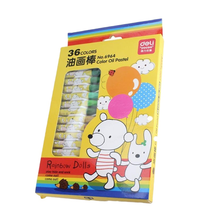 得力(deli) 油画棒 6964 36色 混色 36支/盒 一盒装