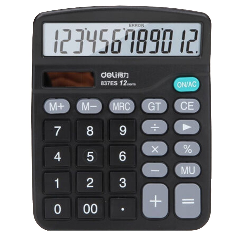 得力 837ES 双电源桌面办公计算器 12位大屏幕桌面计算机 办公文具用品