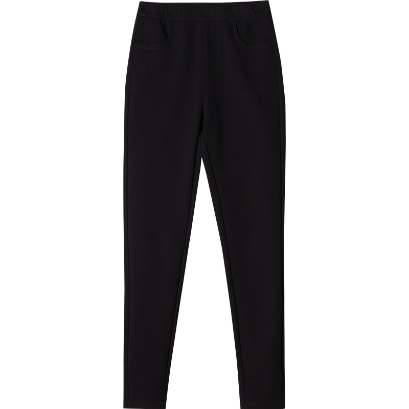 娅丽达高腰打底裤女外穿2019秋冬新款黑色加绒加厚弹力显瘦小黑裤I4410