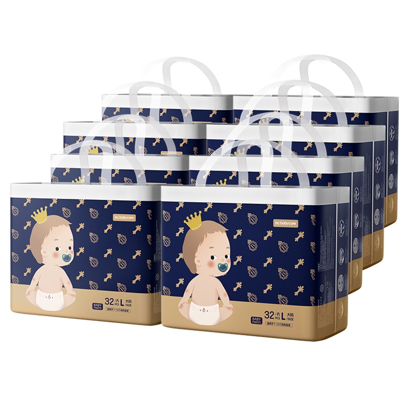 babycare拉拉裤 皇室弱酸系列超薄透气干爽宝宝裤型尿不湿大号L32片*8包