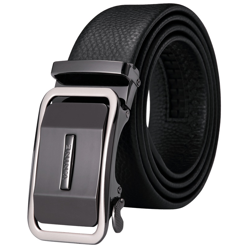 第九城（V.NINE） 男士皮带头层牛皮自动扣商务休闲裤带简约中青年腰带礼盒装