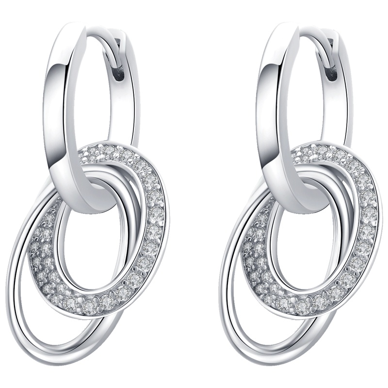 佰色传情BRIR纯银耳扣式耳环耳圈女气质韩国简约个性圆圈耳饰