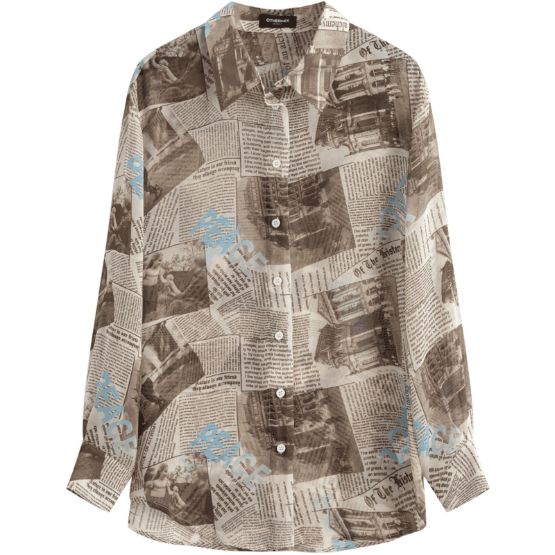 OtherMix画报女孩衬衫2021年新款设计感小众衬衣春季复古港味上衣