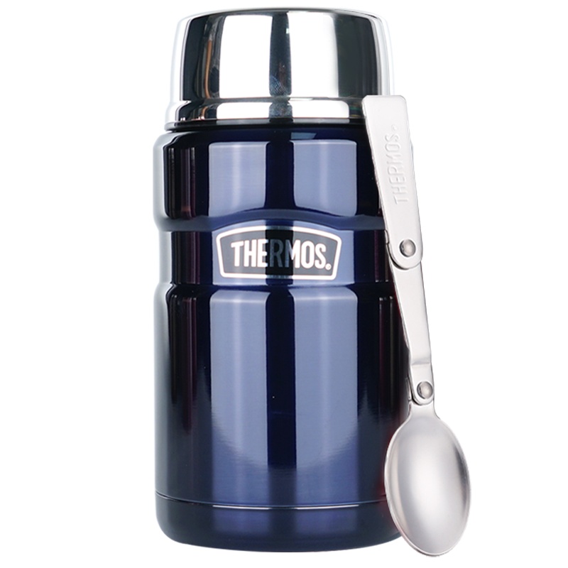 膳魔师(THERMOS)焖烧杯/罐SK-3020高真空304不锈钢饭盒免火焖烧杯大容量710ML自带折叠勺家用深蓝色通用