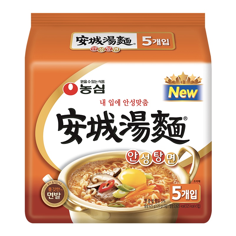 农心韩国进口辛拉面出品安城汤面125g*5方便面 韩国泡面整袋装
