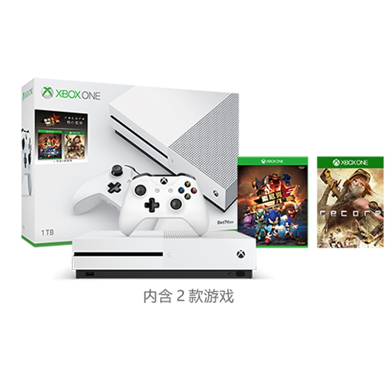 微软(Microsoft) Xbox One S 家庭娱乐游戏机 1TB 家庭套装(核心重铸+索尼克:力量)