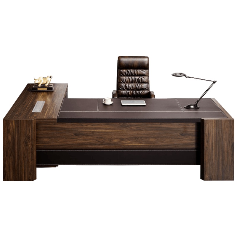办公桌椅组合老板桌现代简约总裁桌皮大班台时尚主管总经理桌书桌电脑桌安心抵