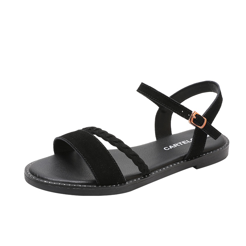 卡帝乐鳄鱼CARTELO 春夏新款平底舒适女时尚韩版凉鞋