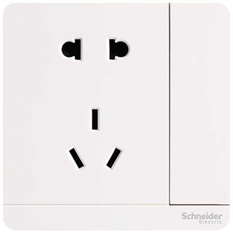 施耐德电气（Schneider Electric）带开关二三插一开五孔插座 86型 电源插座10A 绎尚镜瓷白