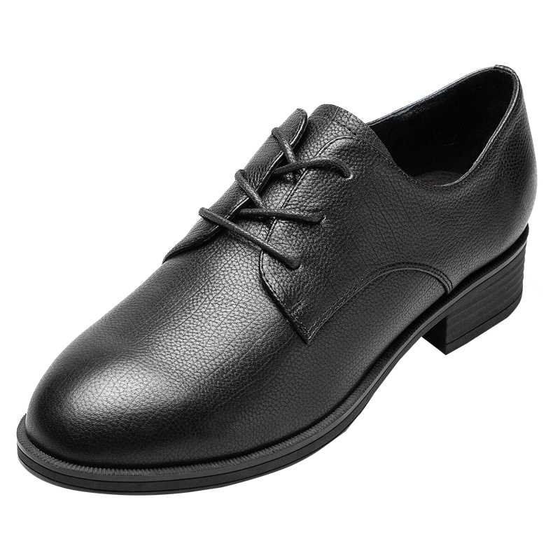 奥康女鞋英伦休闲小皮鞋女中跟粗跟学院风皮鞋单鞋女