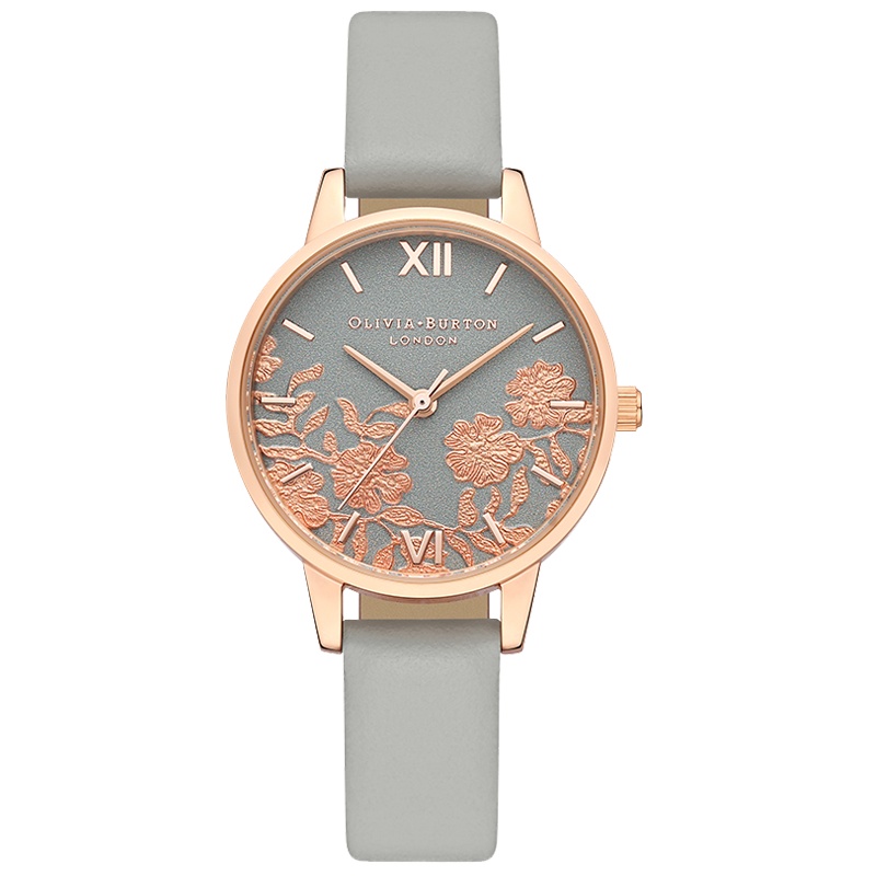 OLIVIABURTON腕表 女士石英表 罗马浮雕刻度时尚清新女士圆盘皮带女表OB16MV58