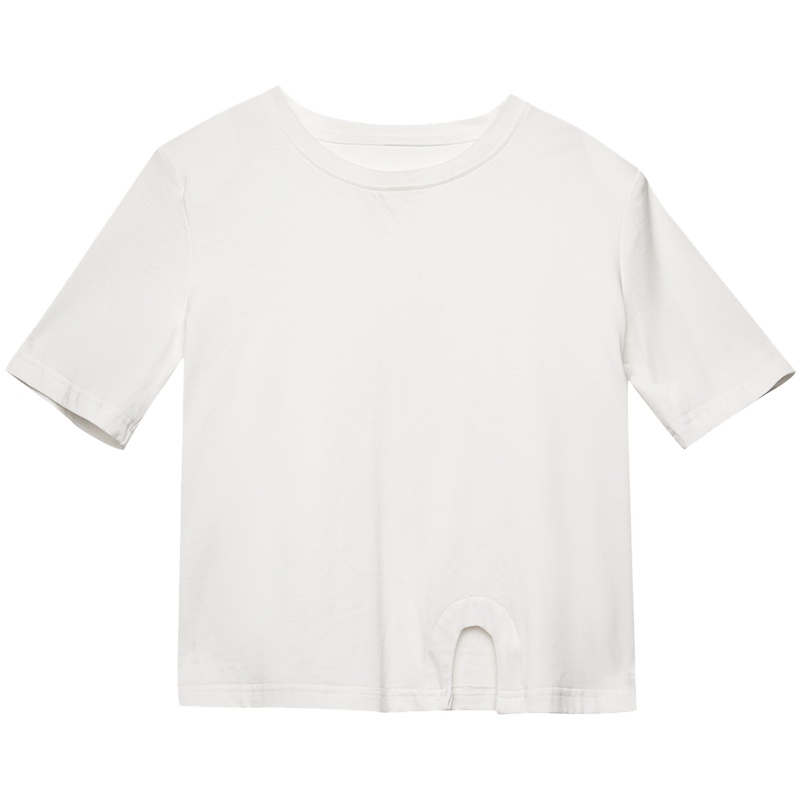 三彩2020夏季新款圆领设计感短款直筒T恤衫上衣