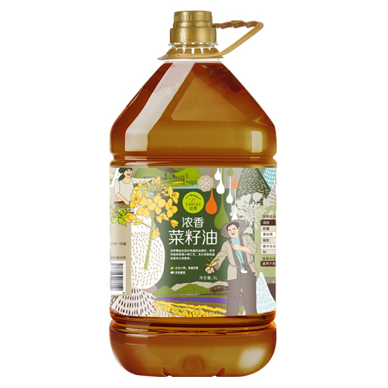 中粮 初萃 古法小榨浓香菜籽油5L 四川风味