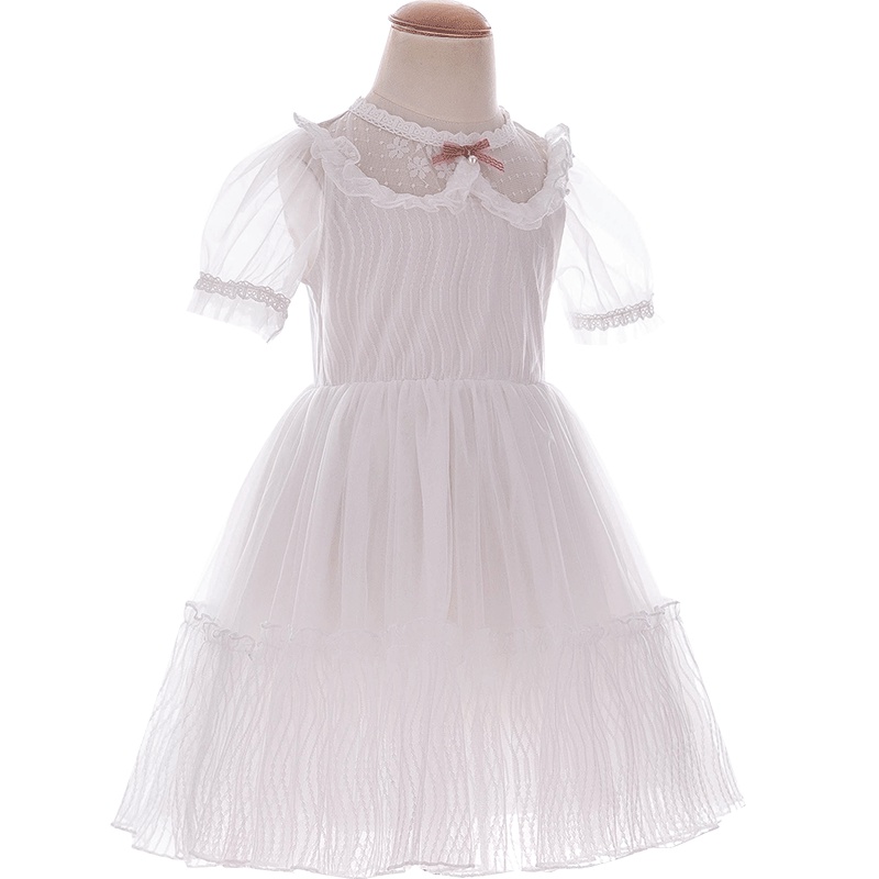 boatmouse船鼠小女孩公主裙洋气女宝宝裙子蓬蓬纱裙白色韩版女童连衣裙夏装