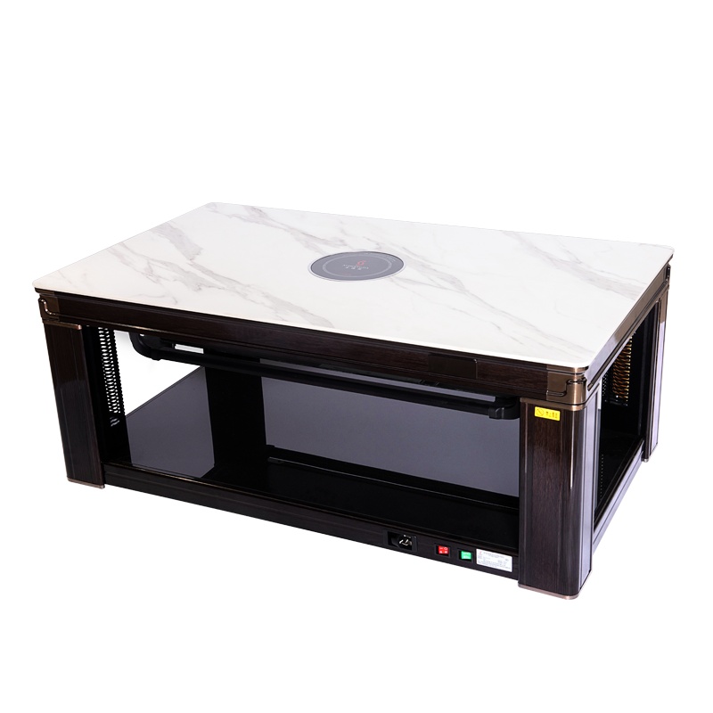 艾尚佳电暖炉白玉行云岩板138*80*54-72CM电陶炉 电暖桌取暖桌升降茶几电暖茶几烤火桌电炉桌家用火锅餐桌茶几茶台