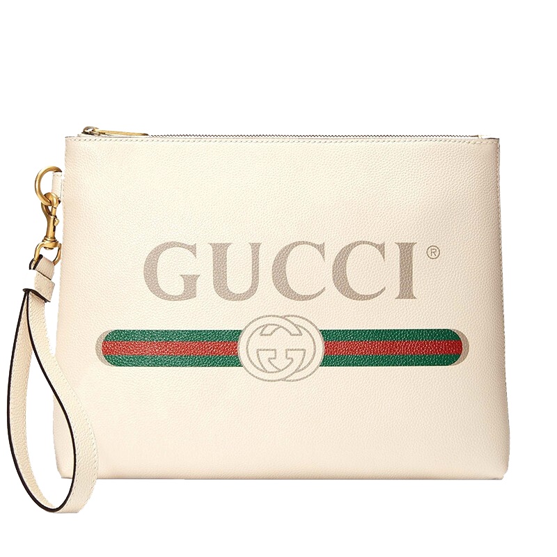 [海外直邮]GUCCI古驰Print系列男女同款拉链款白色手拿包公文包572770 0Y2AT 8820
