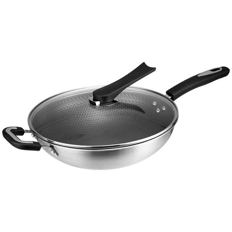 富光FUGUANG炒锅316不锈钢家用蜂窝不粘锅炒菜锅少油烟电磁炉燃气灶适用