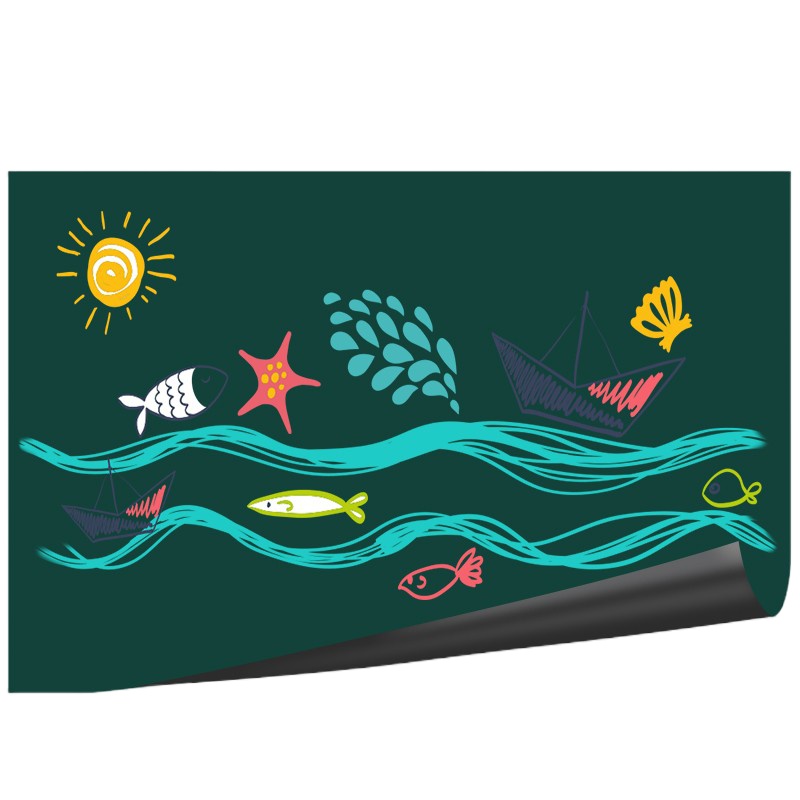 得力(deli)90*60cm家用软磁铁自粘白板贴可擦写贴纸画板 涂鸦自粘墙纸壁纸家装背景墙装饰贴绿板 50131