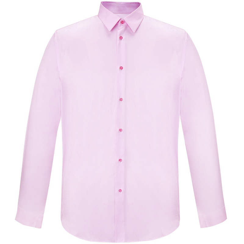 依文男装 男士商务休闲修身型翻领粉色长袖衬衫EC550180