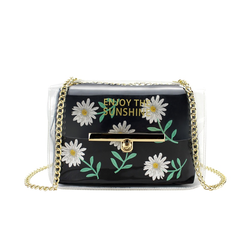 花间公主雏菊女2021春季新款透明果冻包森系斜挎包单肩链条包韩版ins