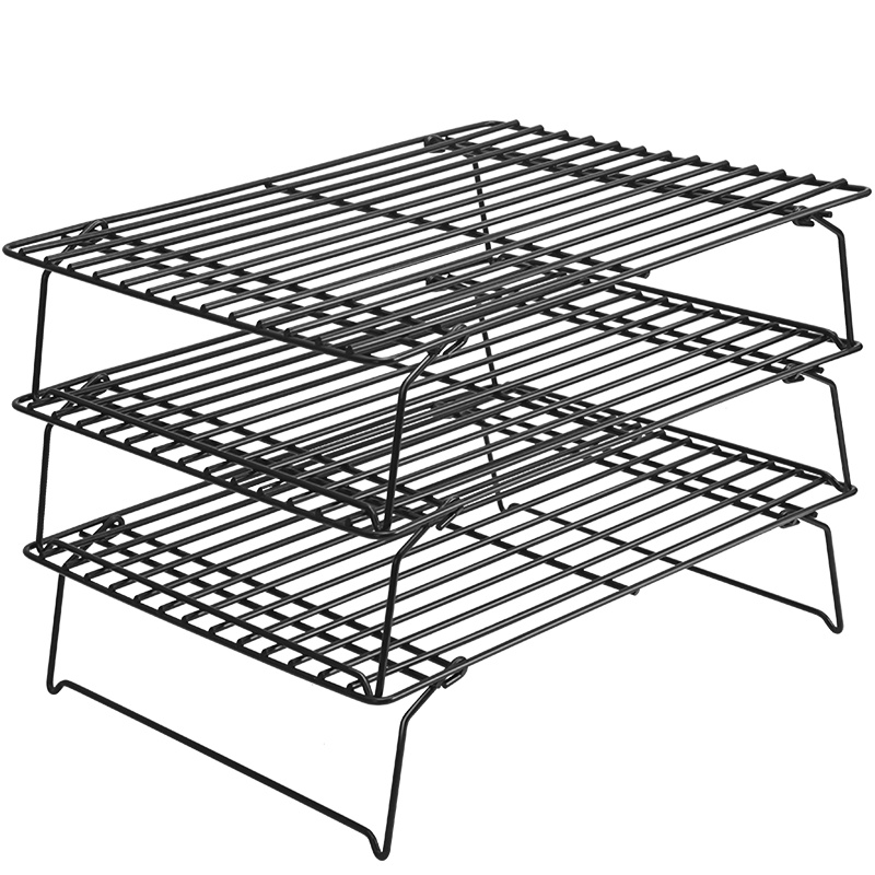 学厨 黑色不粘可折叠蛋糕面包月饼冷却架凉网晾网晾晒网晾架 家用私房晾架 烘焙工具 单个装 WK9127
