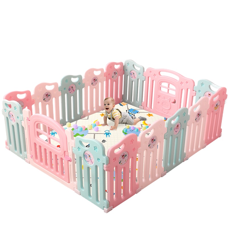澳乐儿童安全围栏 婴儿游戏围栏宝宝防摔防护栏栅栏家用学步栏 月亮围栏12+2加145*145*1cm爬行垫